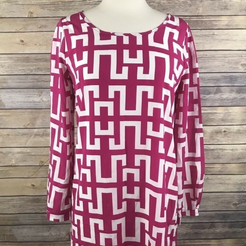 Geometric PEACH LOVE CREAM Straight Shift Dress